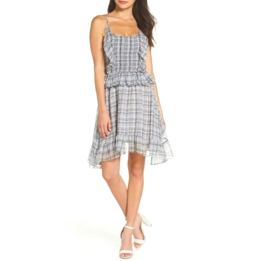 🌟 Lenon Plaid Smocked Ruffle Dress Sz M